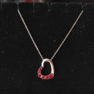 Vintage ROMAN Red Crystal Heart Pendant Necklace